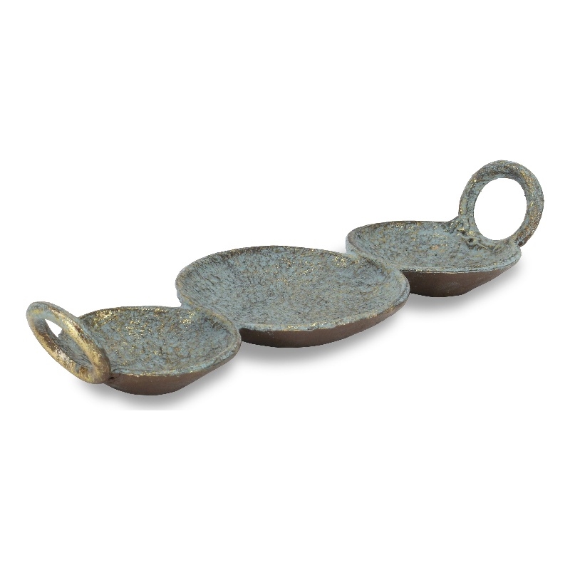 Arlo Cast Iron Brushed Gold-Blue Catchall Dish