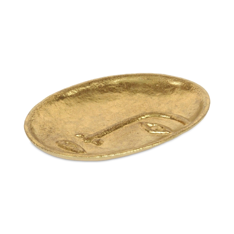 Roven Cara Golden Cast Iron Abstract Face Dish