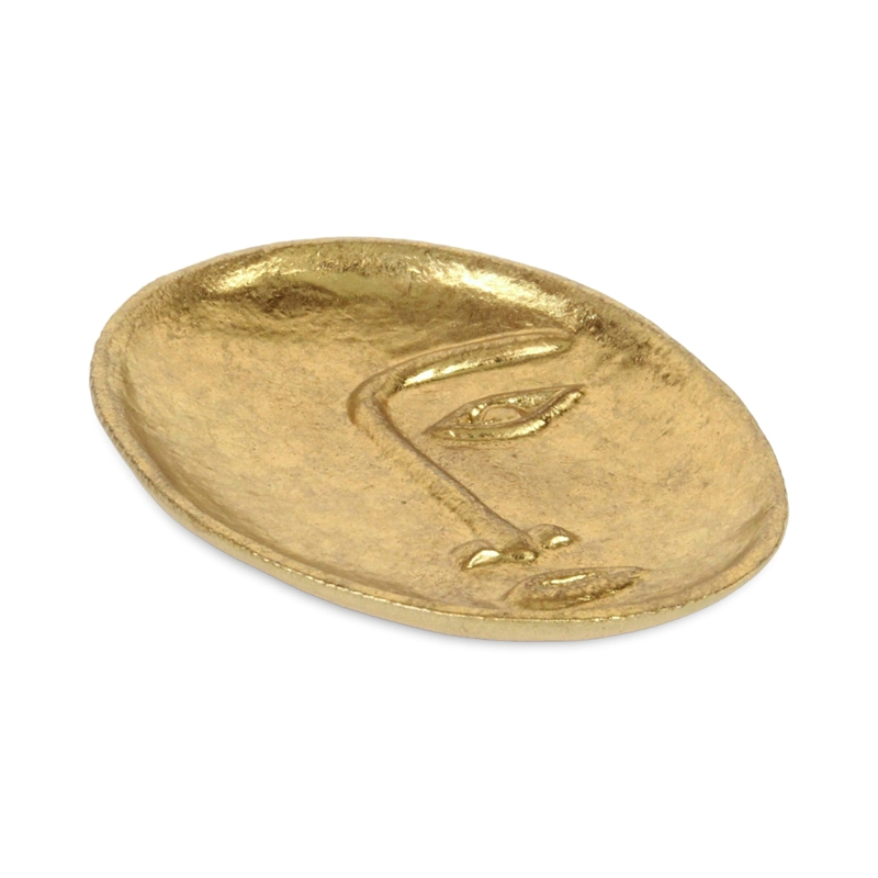 Roven Cara Golden Cast Iron Abstract Face Dish