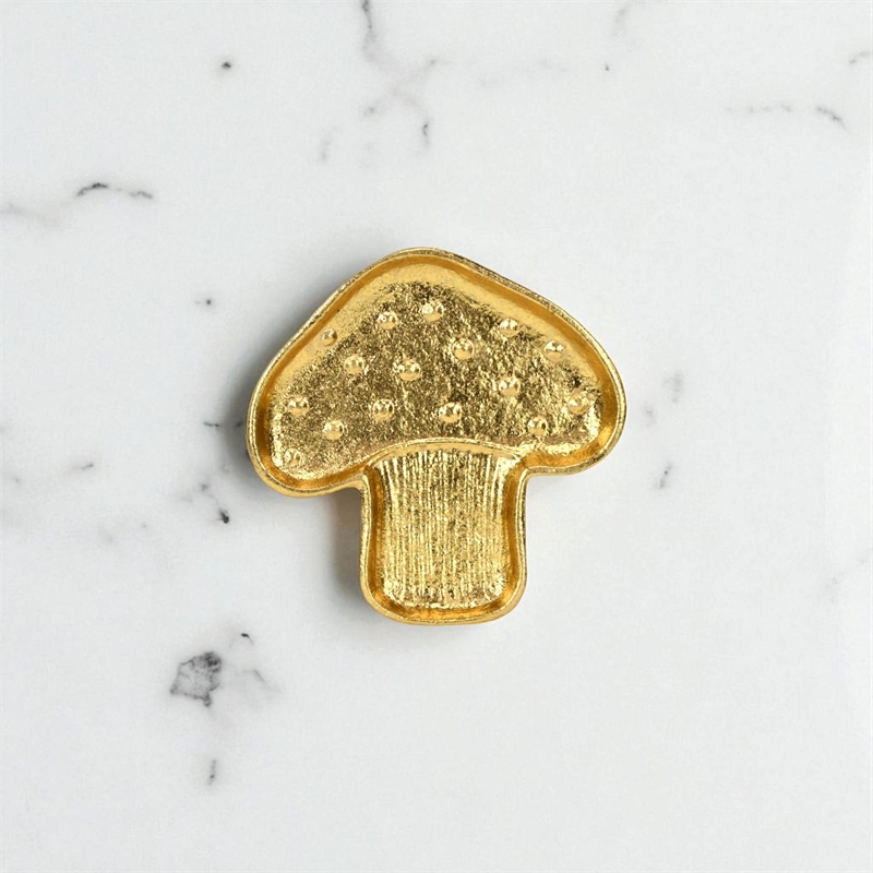 Cressida 7 Inch Cast Iron Mushroom Catchall Dish - Gold
