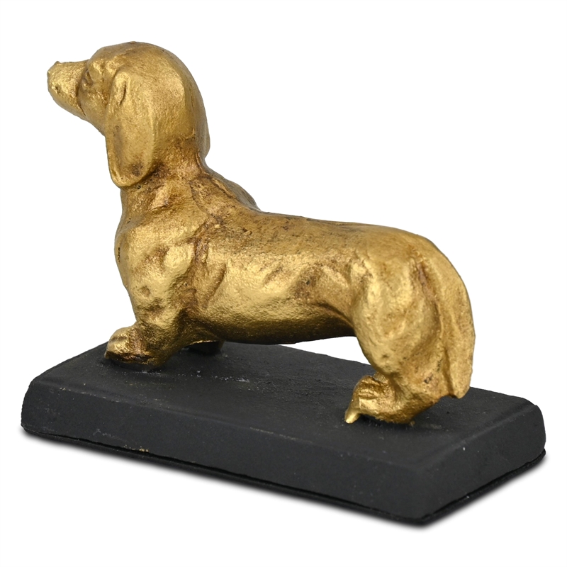 Motley 5 Inch Cast Iron Dachshund Dog Figurine - Gold