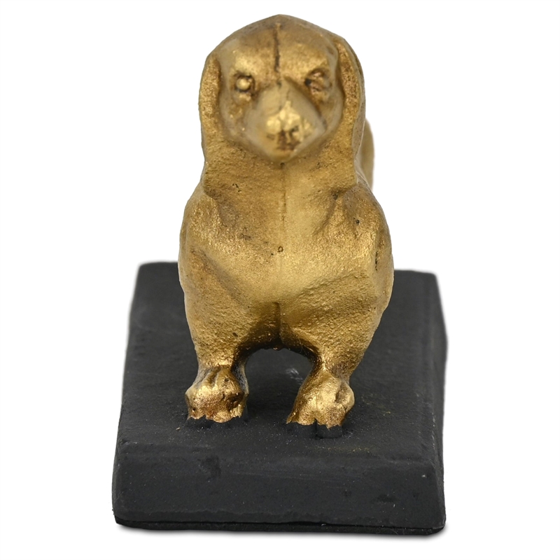 Motley 5 Inch Cast Iron Dachshund Dog Figurine - Gold