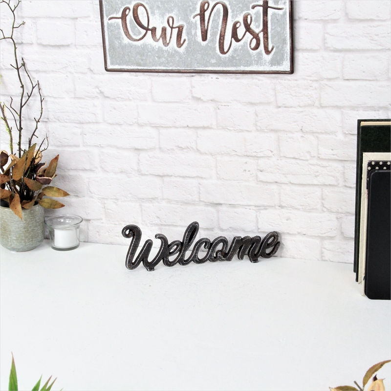 Ingrid Elegant Cast Iron Table Decor - Welcome
