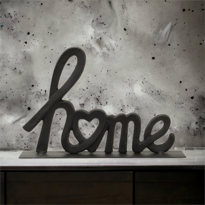 Roven Cast Iron Calligraphic Home Table Decor - Black