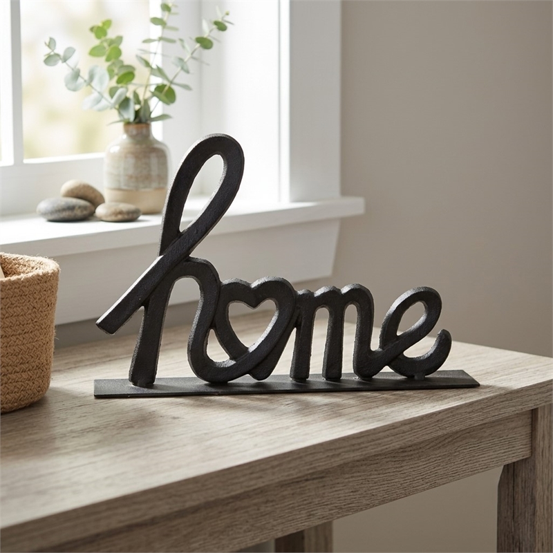 Roven Cast Iron Calligraphic Home Table Decor - Black