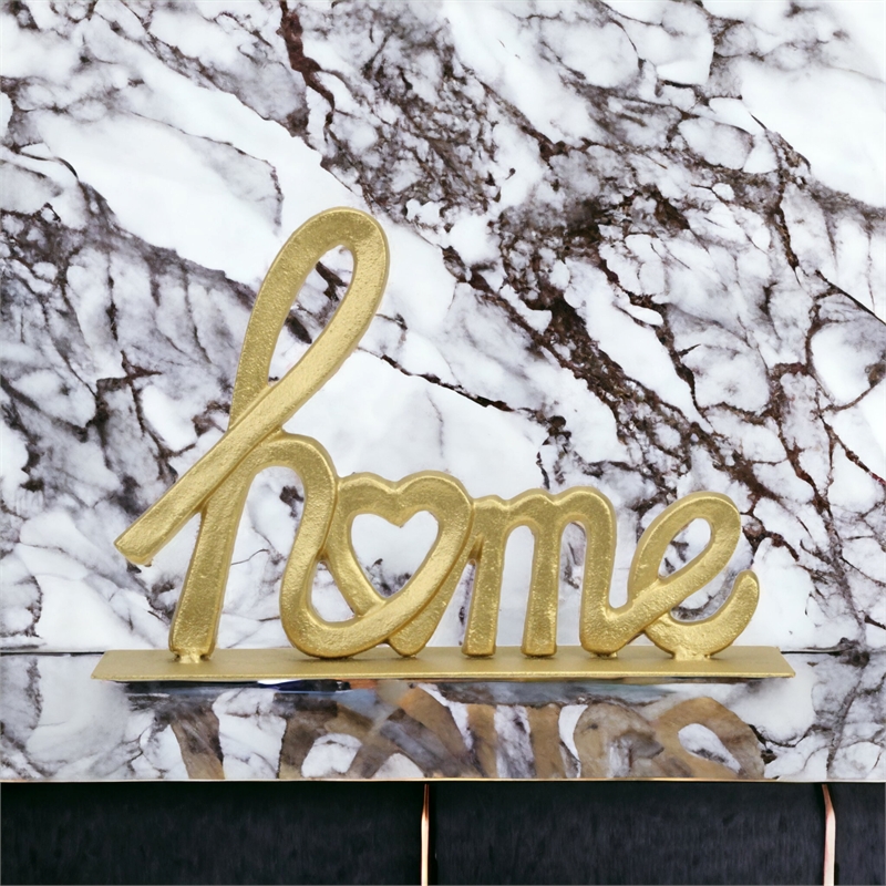 Roven Cast Iron Calligraphic Home Table Decor - Gold