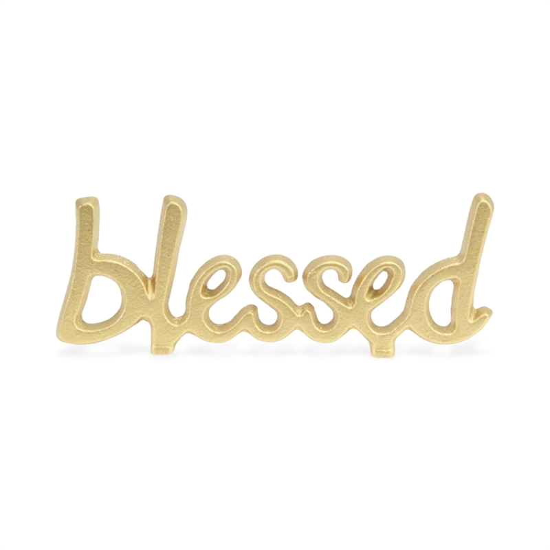 Roven Gold Cast Iron Calligraphic Blessed Table Decor