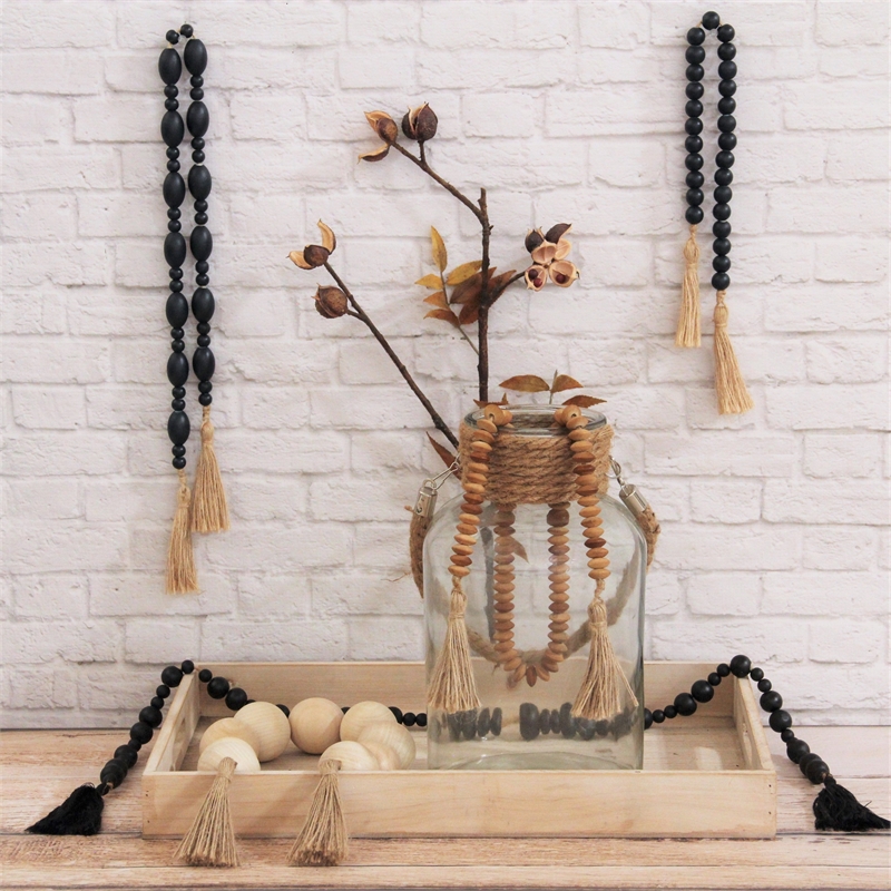 Akaida Dark Blue Wooden Bead Garland Decor
