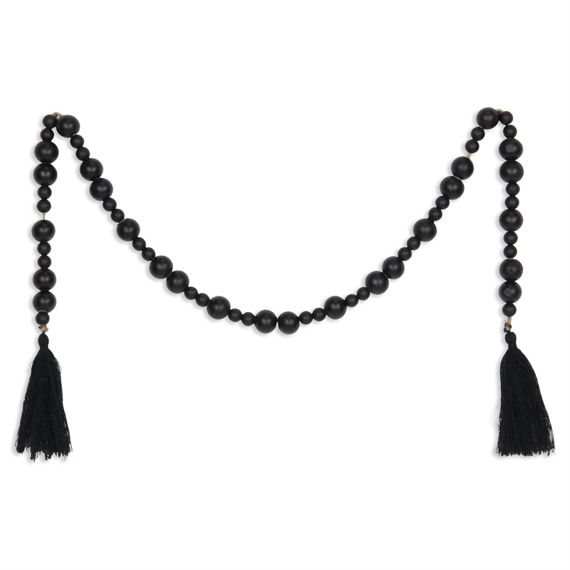 Akaida Black Wooden Mixed Bead Garland Decor