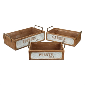 Quillen Set of 3 Garden Themed Wood Crates
