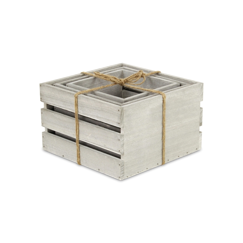 Rustic Farmstead Dark Gray Wooden Crate Set