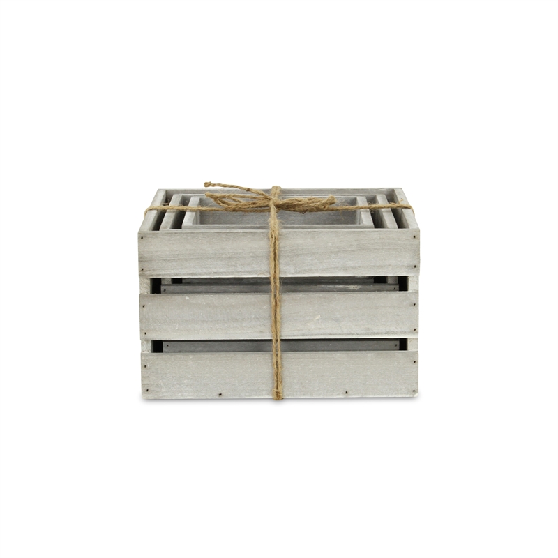 Rustic Farmstead Dark Gray Wooden Crate Set
