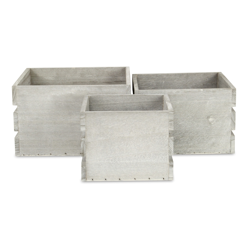 Rustic Farmstead Dark Gray Wooden Crate Set
