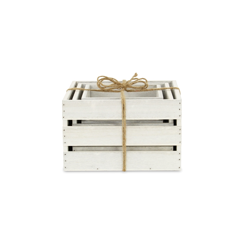 Rustic Farmstead Light Gray Wooden Crate Set
