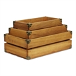 Rustic Farmstead Medium Brown Studded Rectangular Wood Crate Set