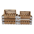 Uliel Set of 4 Galvanized & Brown Crate Set
