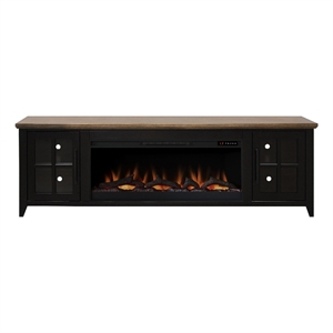 Bridgevine Home Providence 83&quot Fireplace TV Stand in Black and Bourbon Finish