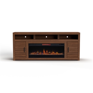 Bridgevine Home Sausalito 78&quot Electric Fireplace TV Stand in Whiskey Finish