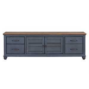 Bridgevine Home Americana 84&quot Farmhouse Coastal Entertainment TV Stand in Blue