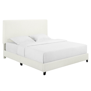 Bridgevine Home King Size Boucle Upholstered Platform Bed in White