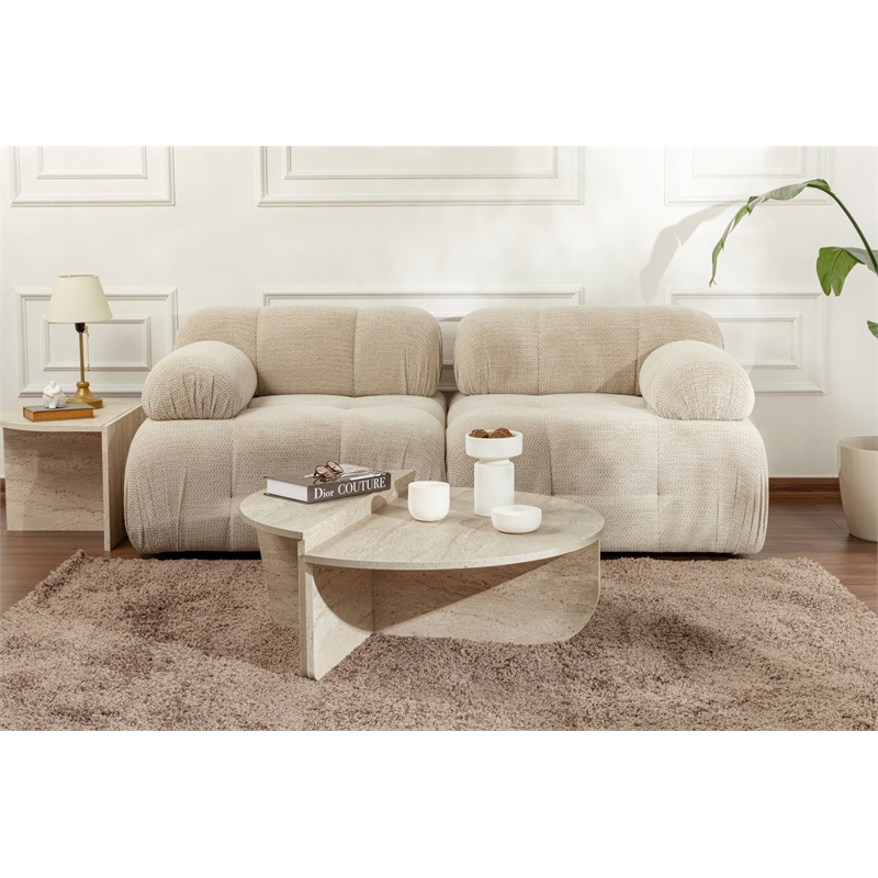 ASIR Hanah Home Orion Coffee Table in Travertine