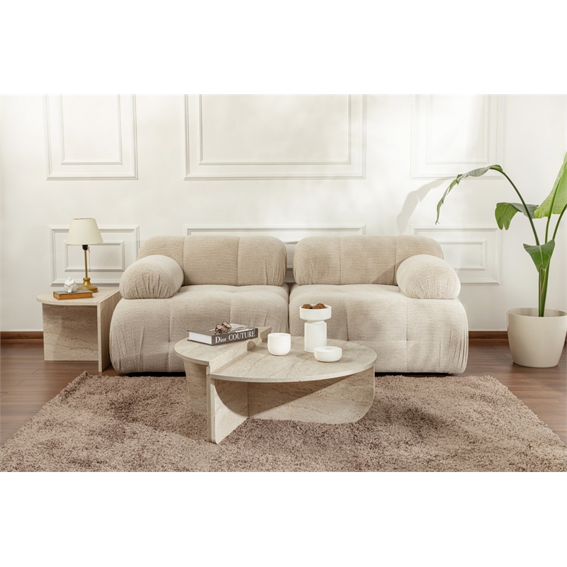 ASIR Hanah Home Orion Coffee Table in Travertine