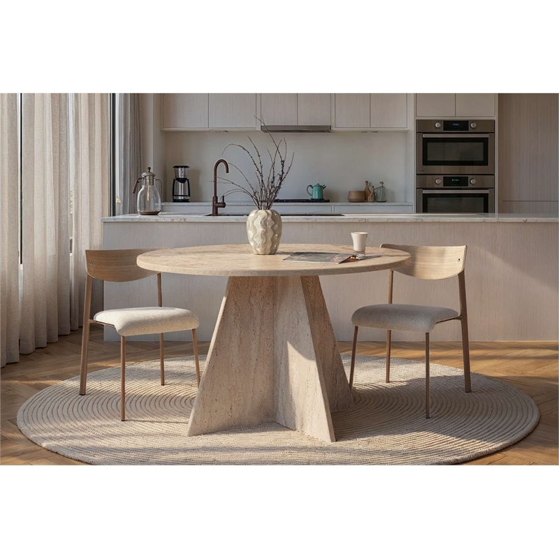 ASIR Hanah Home Virella Dining Table in Travertine