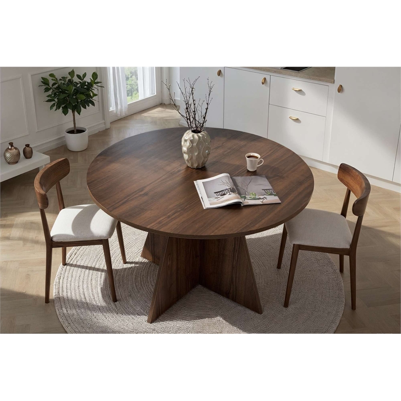 ASIR Hanah Home Virella Dining Table in Venezia Walnut