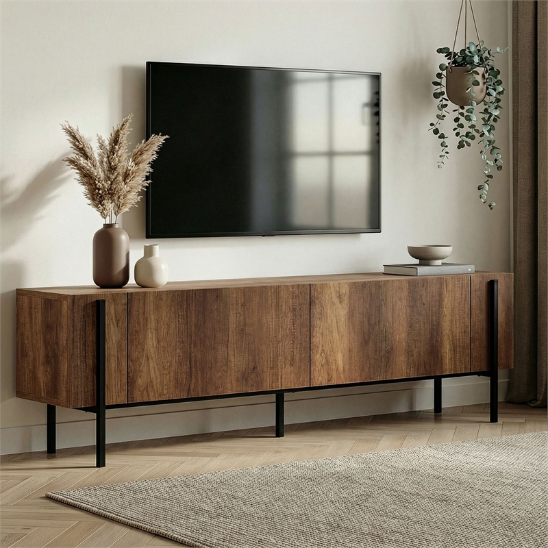 ASIR Hanah Home Nexus TV Stand in Barok Walnut and Black