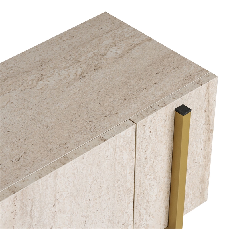 ASIR Hanah Home Nexus TV Stand in Travertine and Gold