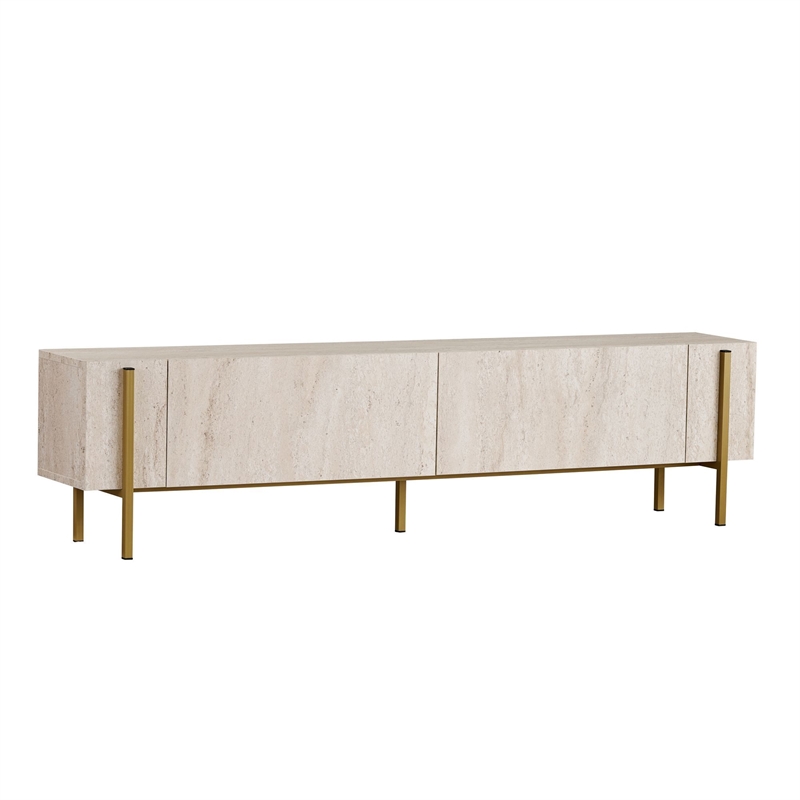 ASIR Hanah Home Nexus TV Stand in Travertine and Gold
