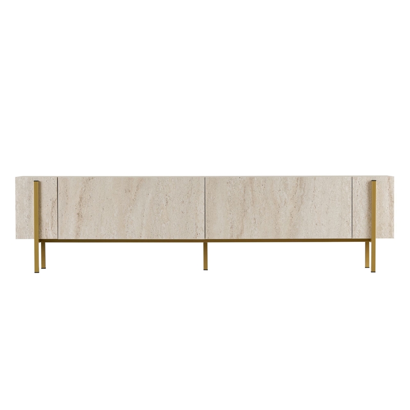 ASIR Hanah Home Nexus TV Stand in Travertine and Gold