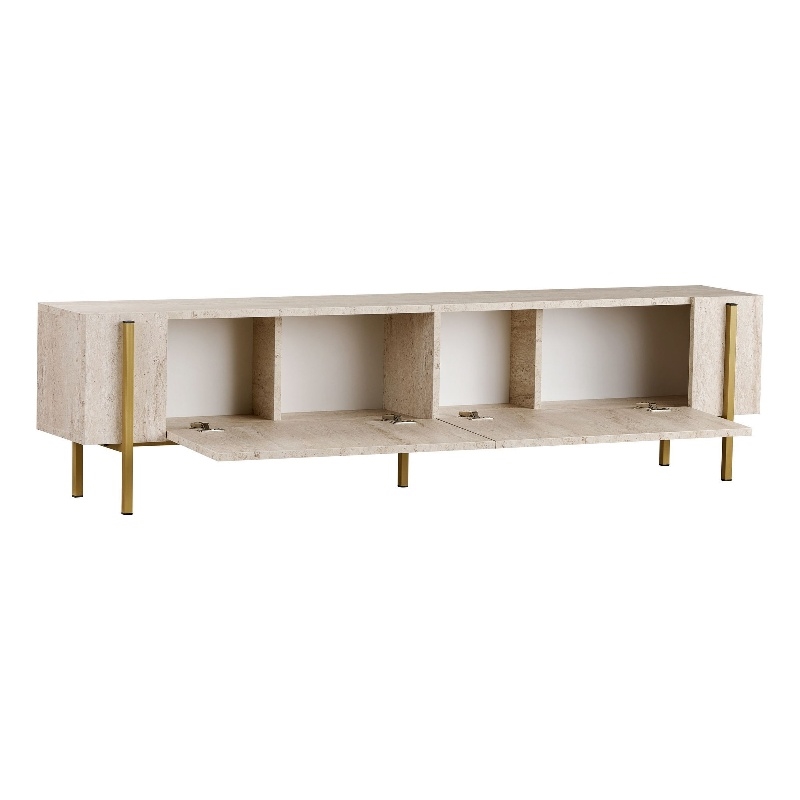 ASIR Hanah Home Nexus TV Stand in Travertine and Gold