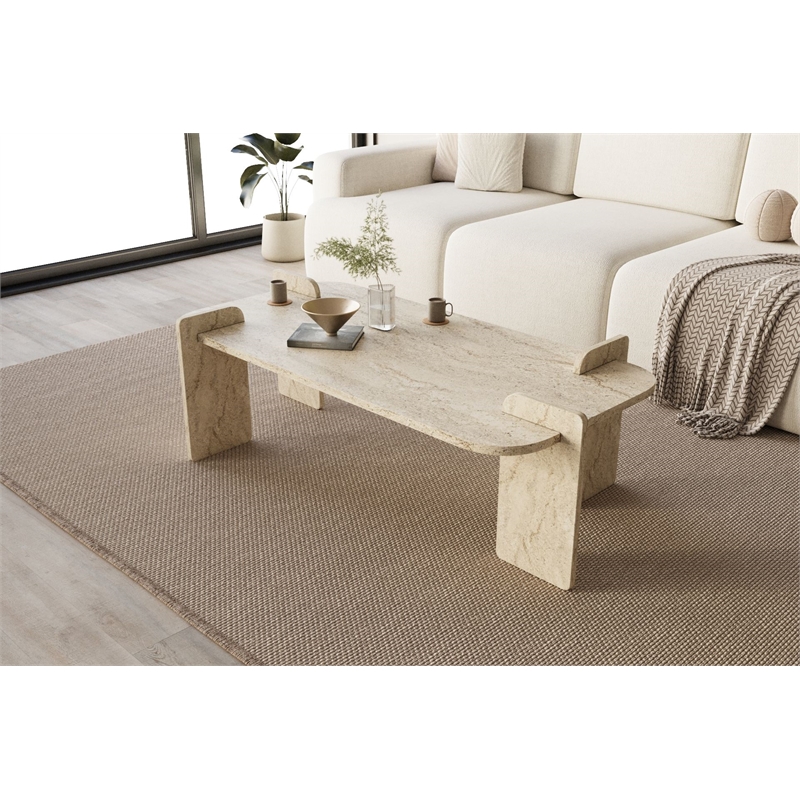 ASIR Hanah Home Lovge Coffee Table in Travertine