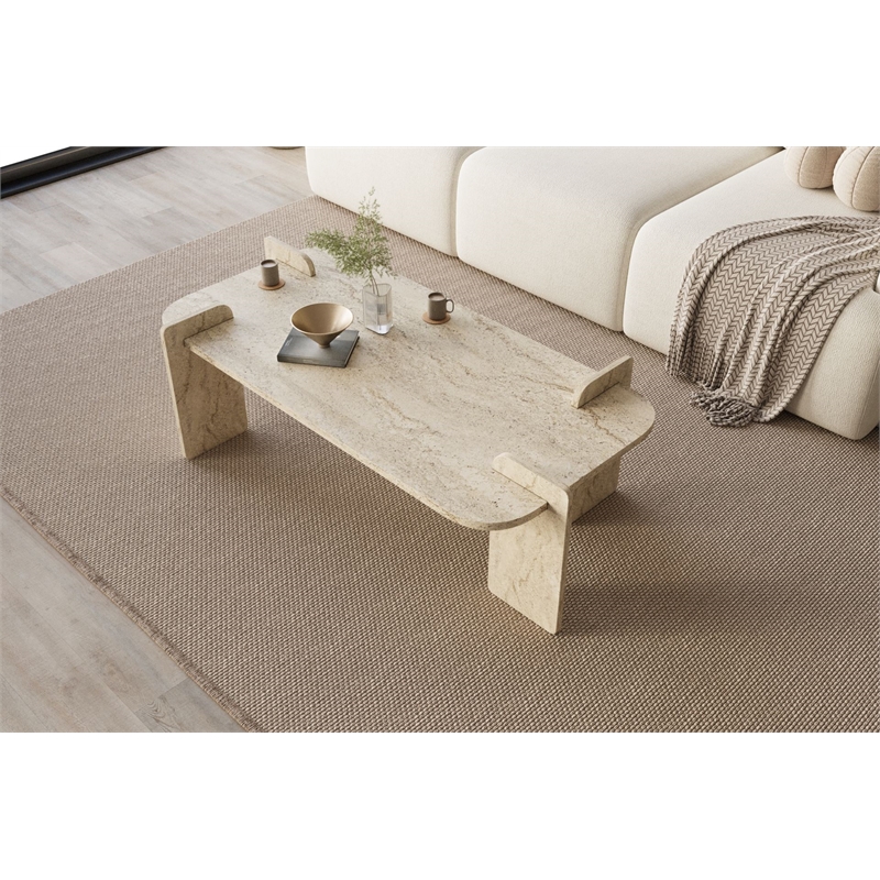ASIR Hanah Home Lovge Coffee Table in Travertine