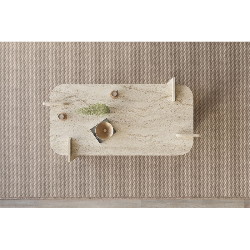 ASIR Hanah Home Lovge Coffee Table in Travertine