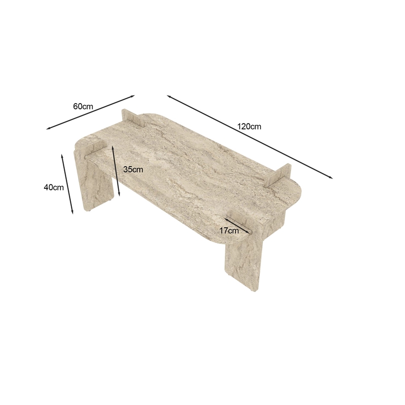 ASIR Hanah Home Lovge Coffee Table in Travertine