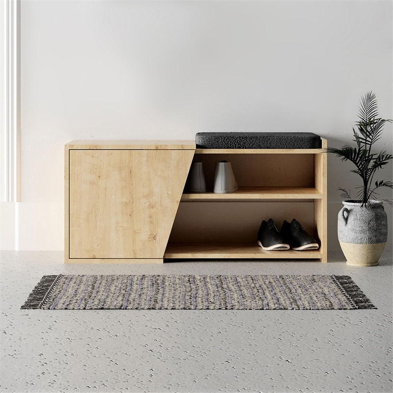 ASIR Hanah Home Fiona Shoe Cabinet in Oak