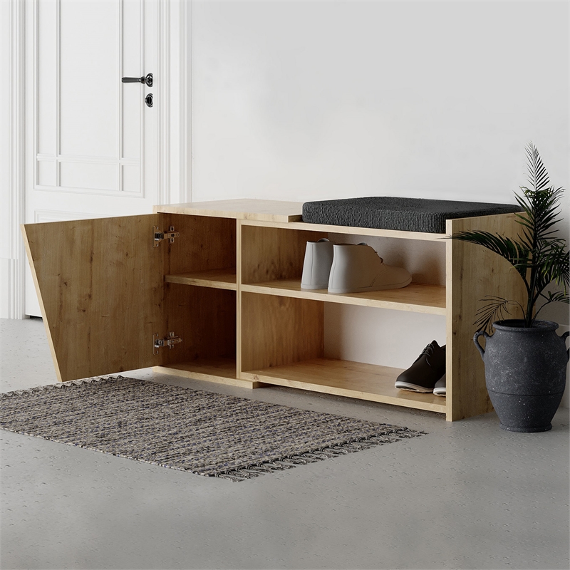 ASIR Hanah Home Fiona Shoe Cabinet in Oak
