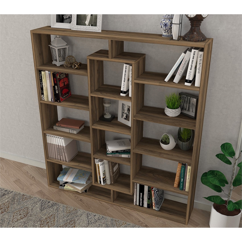 ASIR Hanah Home Ample Bookshelf in Walnut
