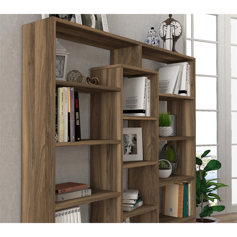 ASIR Hanah Home Ample Bookshelf in Walnut