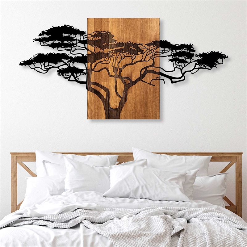ASIR Wallity Acacia Tree 329 Decorative Wooden Wall Accessory in Walnut