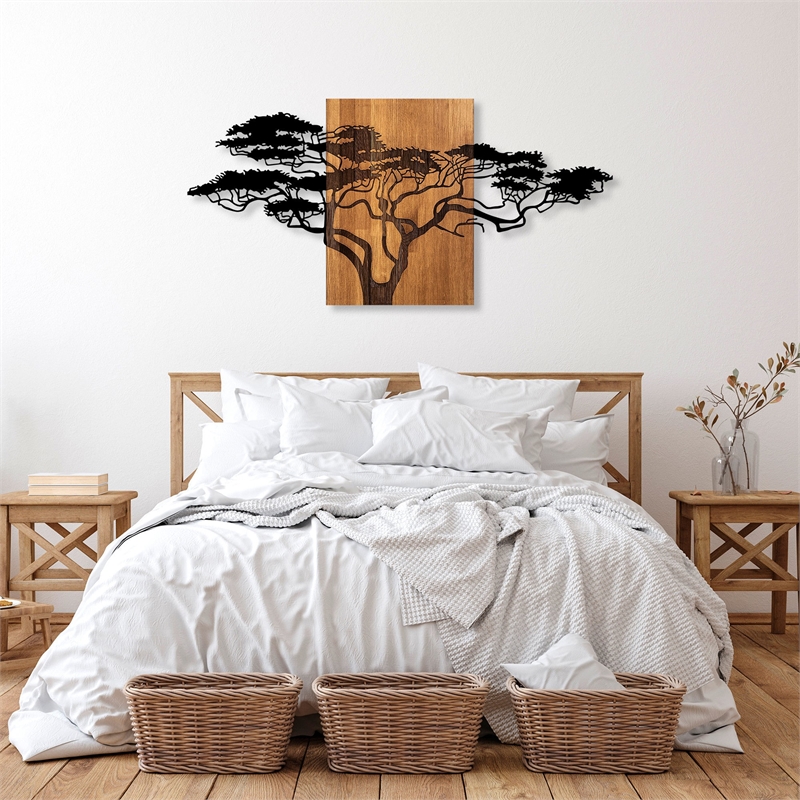 ASIR Wallity Acacia Tree 329 Decorative Wooden Wall Accessory in Walnut