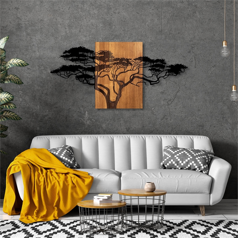 ASIR Wallity Acacia Tree 329 Decorative Wooden Wall Accessory in Walnut