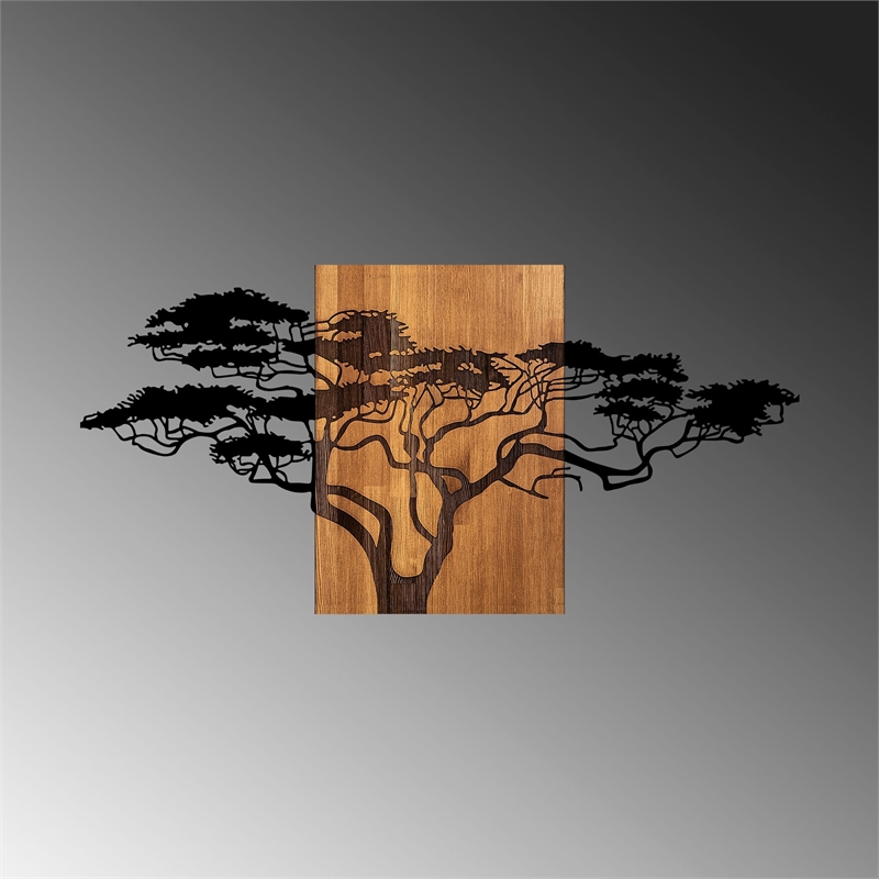 ASIR Wallity Acacia Tree 329 Decorative Wooden Wall Accessory in Walnut