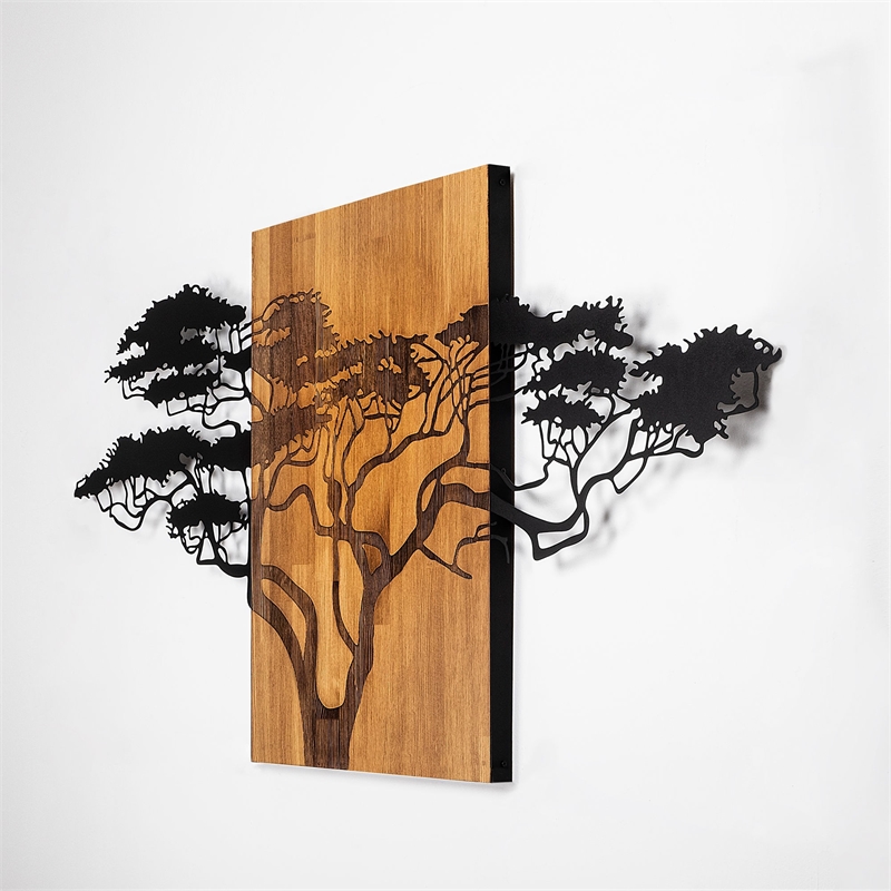 ASIR Wallity Acacia Tree 329 Decorative Wooden Wall Accessory in Walnut