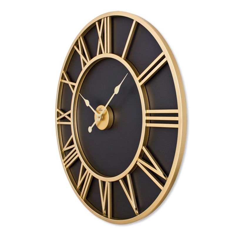 ASIR Wallity Retro Decorative Metal Wall Clock in Gold and Black