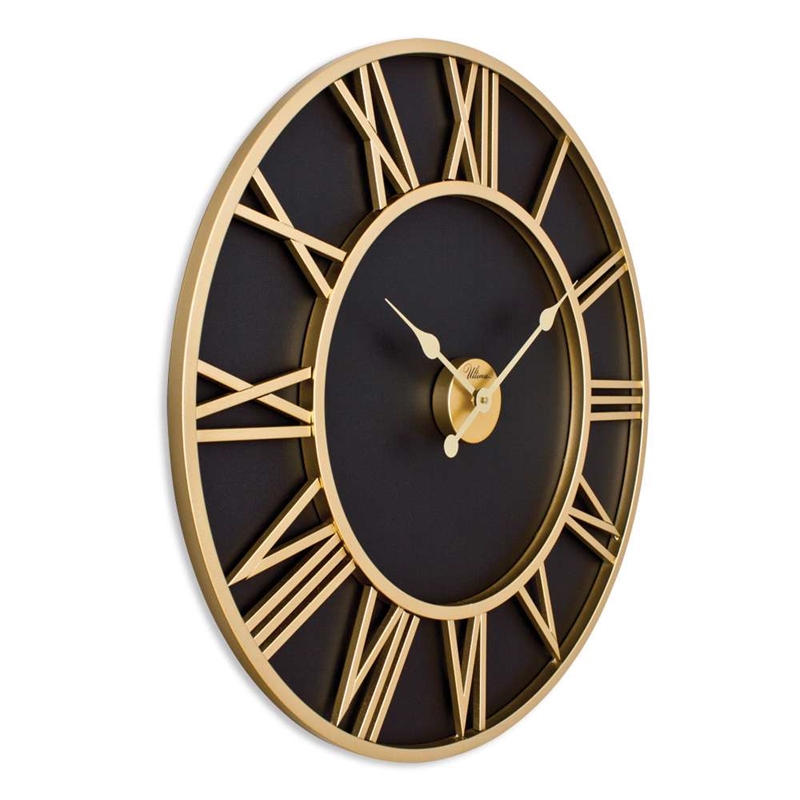 ASIR Wallity Retro Decorative Metal Wall Clock in Gold and Black