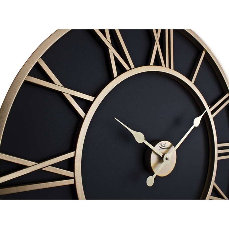 ASIR Wallity Retro Decorative Metal Wall Clock in Gold and Black