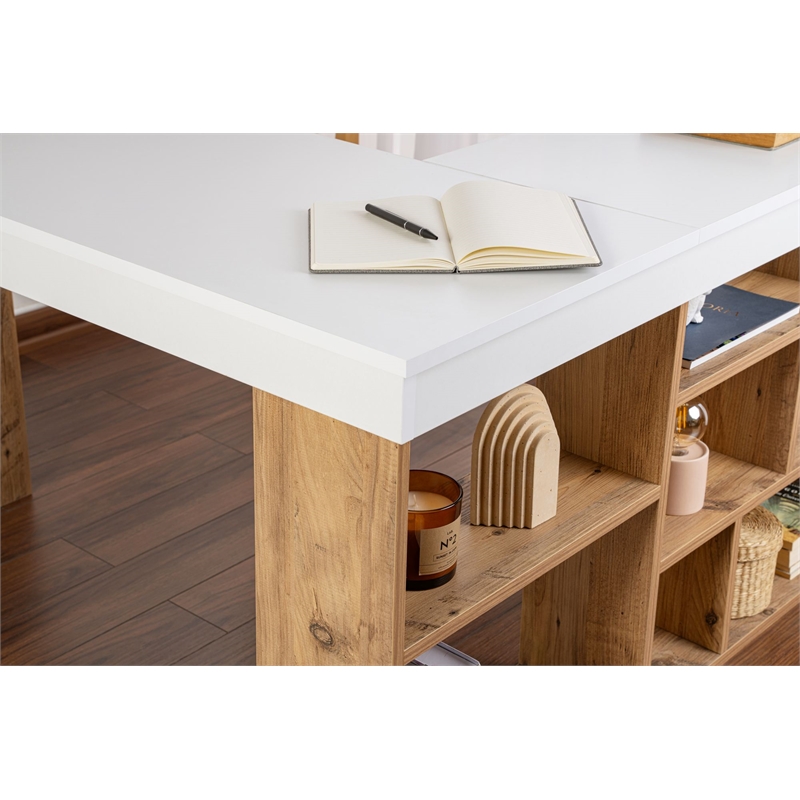 ASIR Hanah Home Vesper Study Desk in White Atlantic Pine
